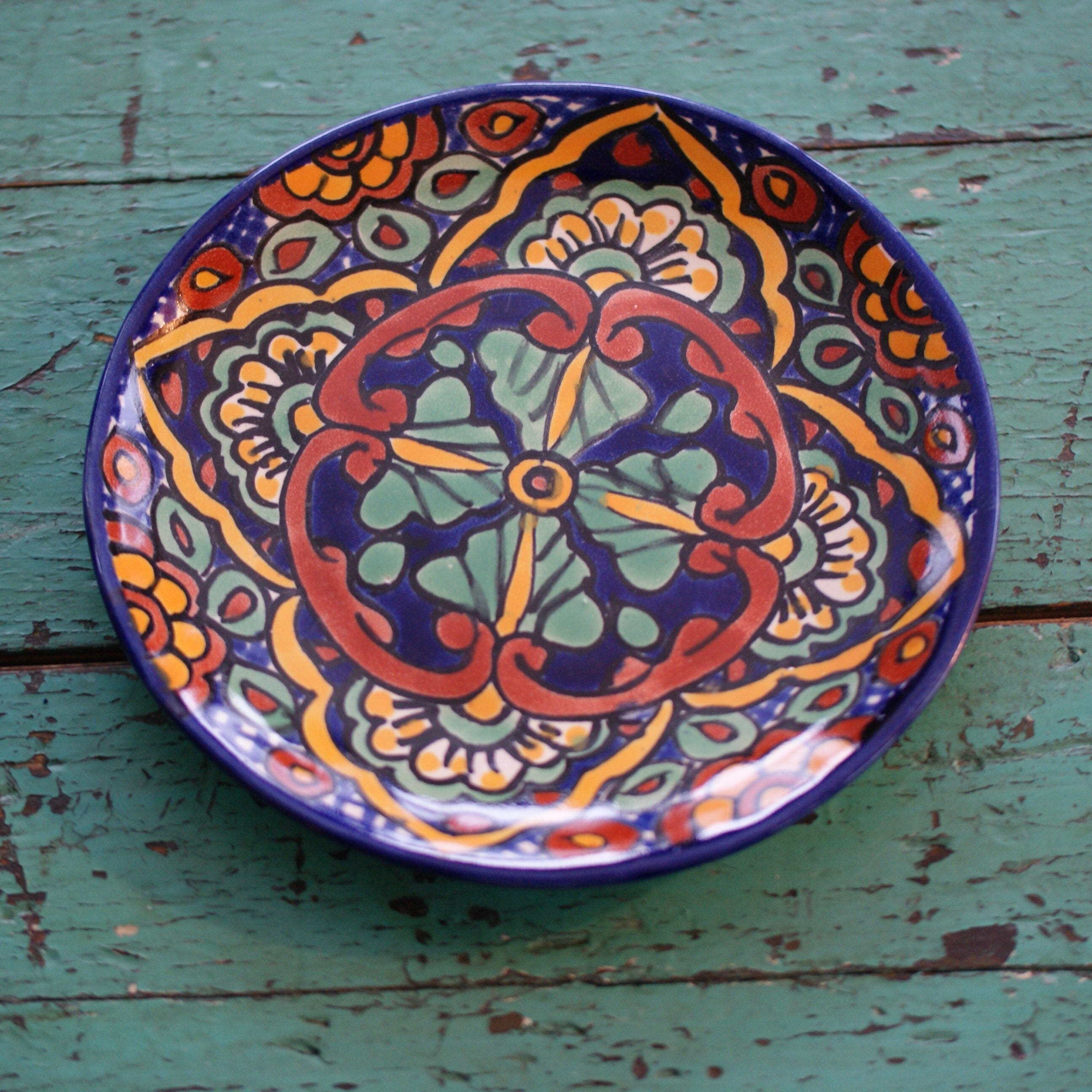 7" Handmade Dessert Plates, Round, Ready to Ship Ceramics Zinnia Folk Arts Pinwheel/Pilar