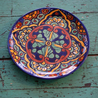7" Handmade Dessert Plates, Round, Ready to Ship Ceramics Zinnia Folk Arts Pinwheel  