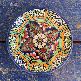 Handmade Dinner Plates, Ready to Ship Ceramics Zinnia Folk Arts Azul y Rojo  