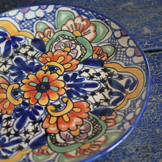 Handmade Dinner Plates, Ready to Ship Ceramics Zinnia Folk Arts Bright Orange Center  