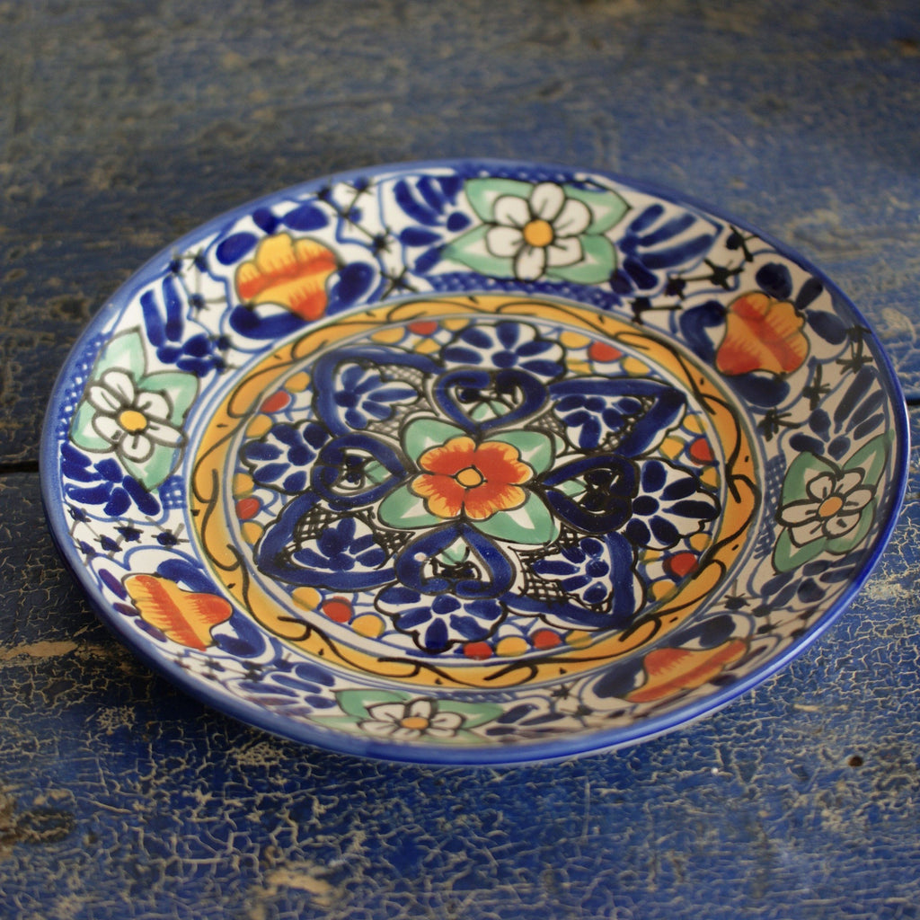 10" Handmade Dinner Plates, Ready to Ship Ceramics Zinnia Folk Arts Cobalt  