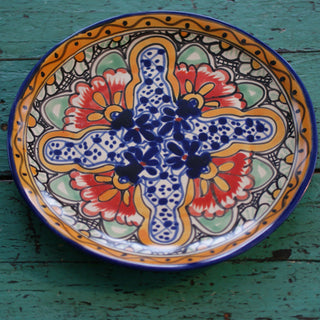 Handmade Dinner Plates, Ready to Ship Ceramics Zinnia Folk Arts Orange Hibiscus  