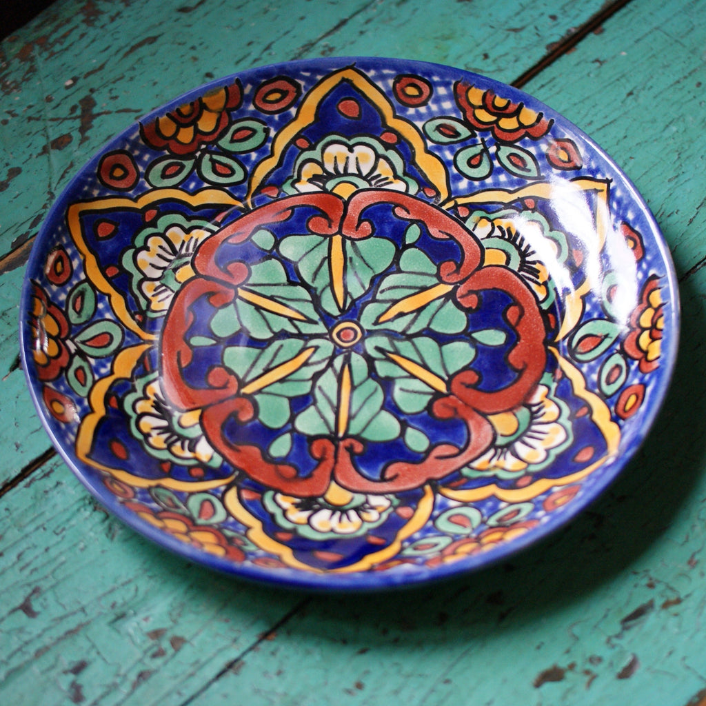 10" Handmade Dinner Plates, Ready to Ship Ceramics Zinnia Folk Arts Pinwheel  