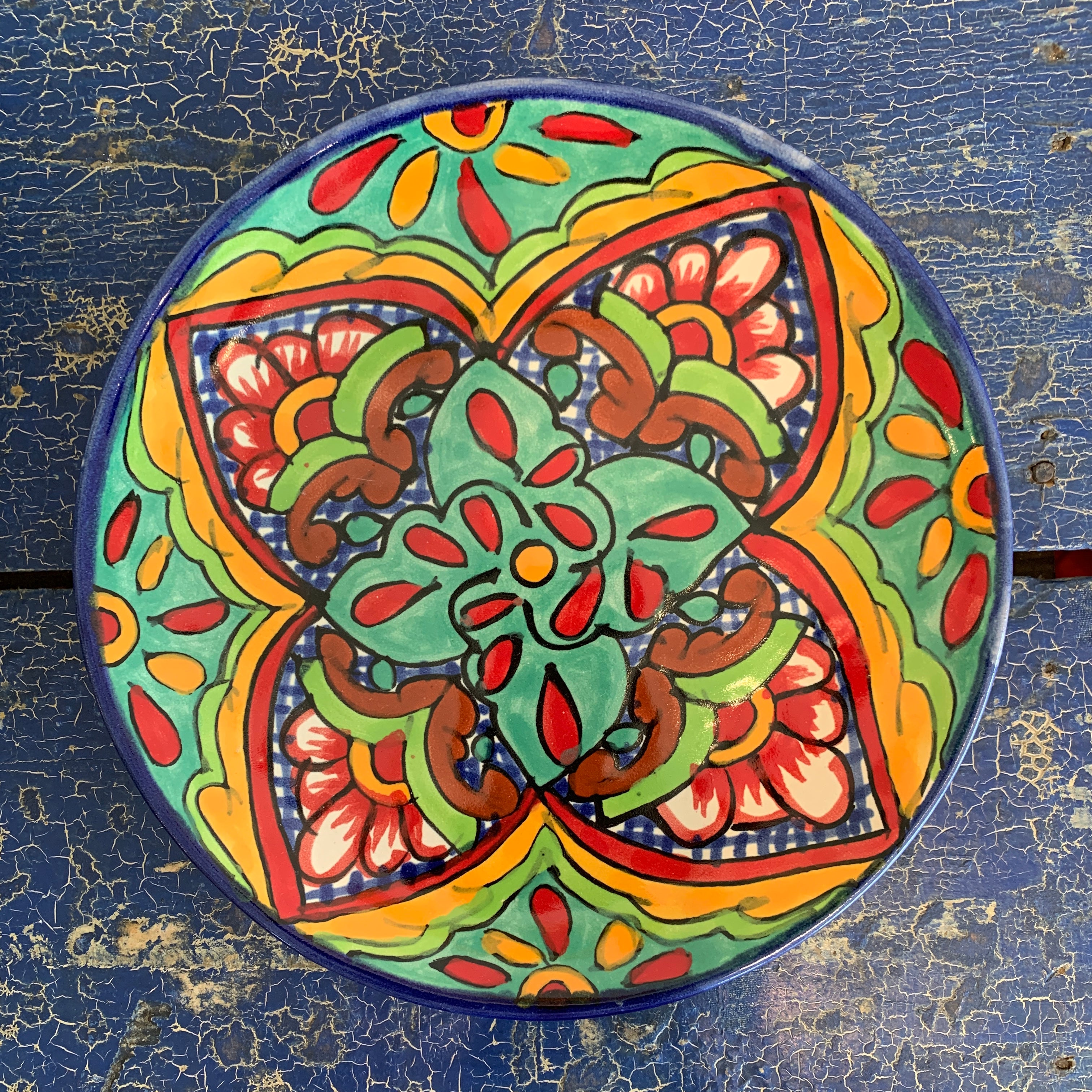 10" Handmade Dinner Plates, Ready to Ship Ceramics Zinnia Folk Arts Verde  