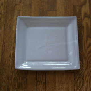 10.5" Handmade White Plates, Square  AS IS Ceramics Zinnia Folk Arts   