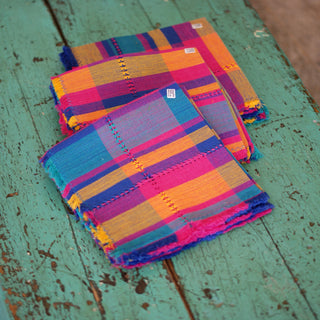 Handwoven Cotton Napkins, Plaids and Stripes Textile Zinnia Folk Arts El Mar Navy  