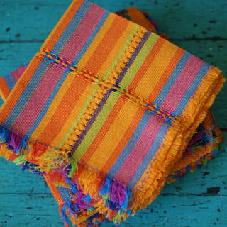 Handwoven Cotton Napkins, Plaids and Stripes Textile Zinnia Folk Arts Summer Thin Stripe  