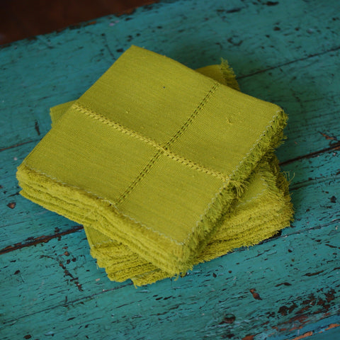 Handwoven Cotton Napkins, Solid Colors Textile Zinnia Folk Arts Chartreuse  