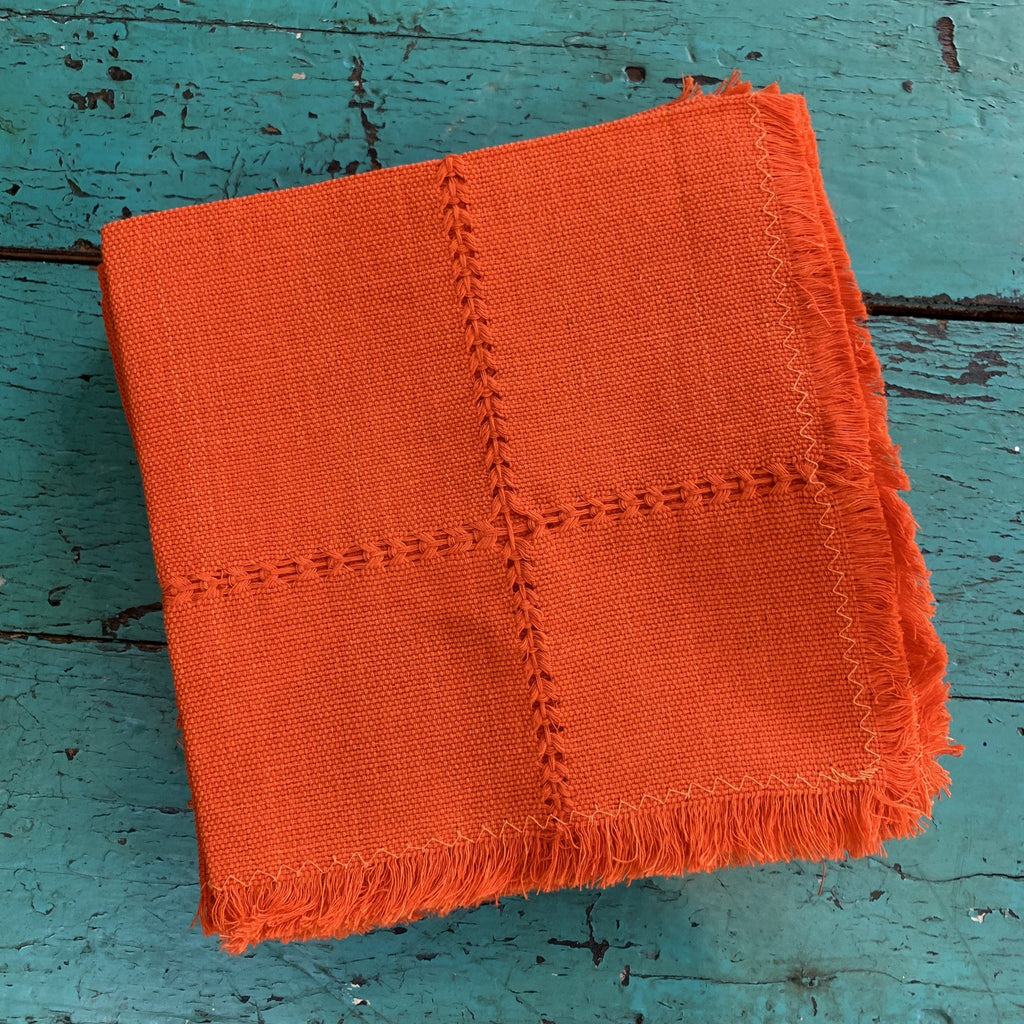 Handwoven Cotton Napkins, Solid Colors Textile Zinnia Folk Arts Dark Orange  