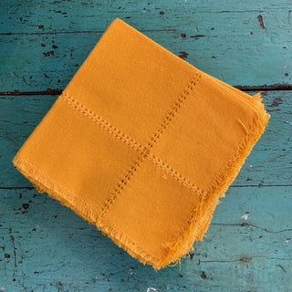 Handwoven Cotton Napkins, Solid Colors Textile Zinnia Folk Arts Golden Yellow  