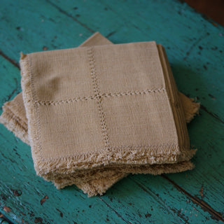 Handwoven Cotton Napkins, Solid Colors Textile Zinnia Folk Arts Honey  