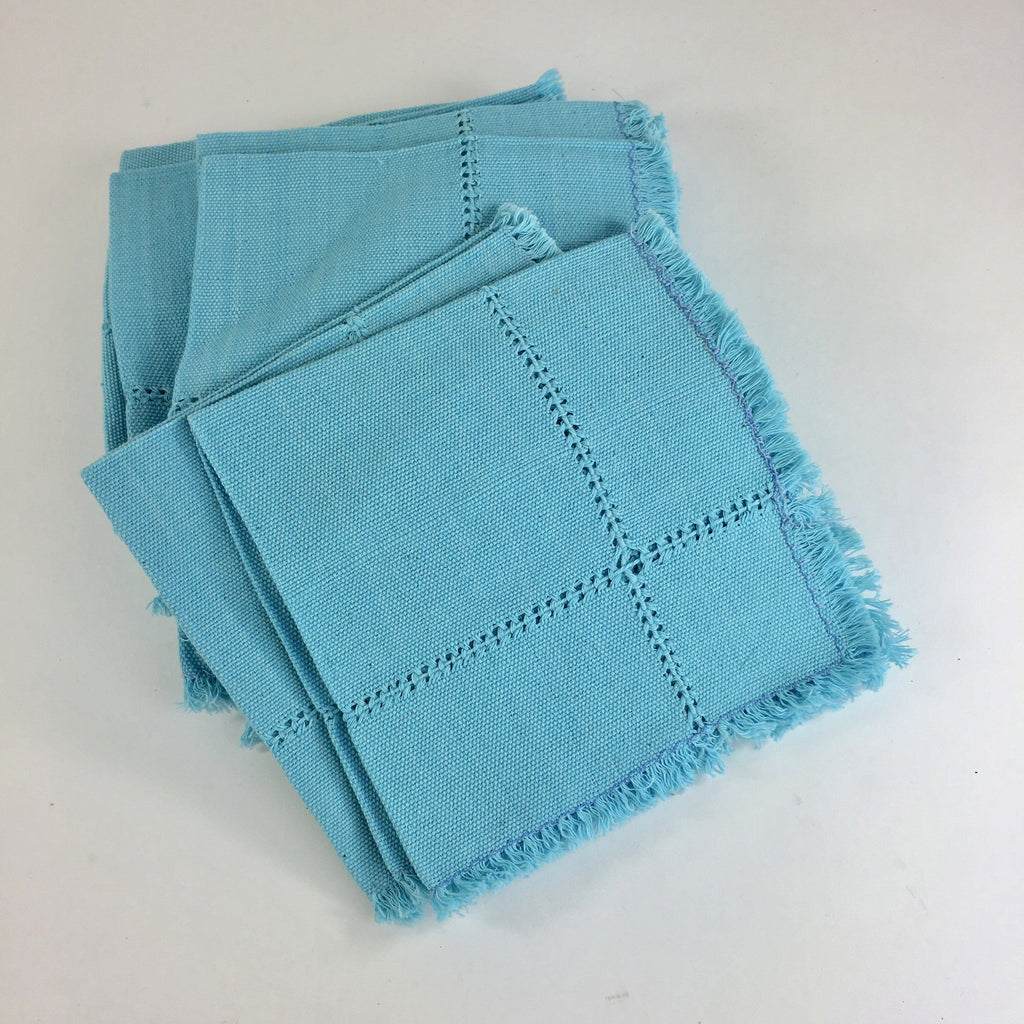 Handwoven Cotton Napkins, Solid Colors Textile Zinnia Folk Arts Light Blue  