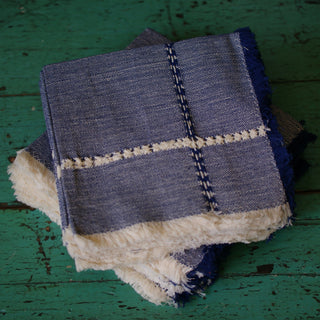 Handwoven Cotton Napkins, Solid Colors Textile Zinnia Folk Arts Navy & White  