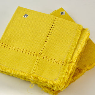 Handwoven Cotton Napkins, Solid Colors Textile Zinnia Folk Arts Sunny Yellow  