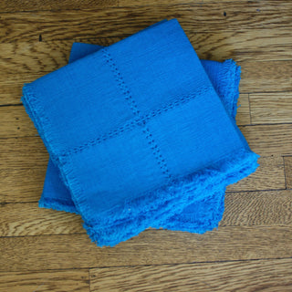 Handwoven Cotton Napkins, Solid Colors Textile Zinnia Folk Arts Vivid Blue  