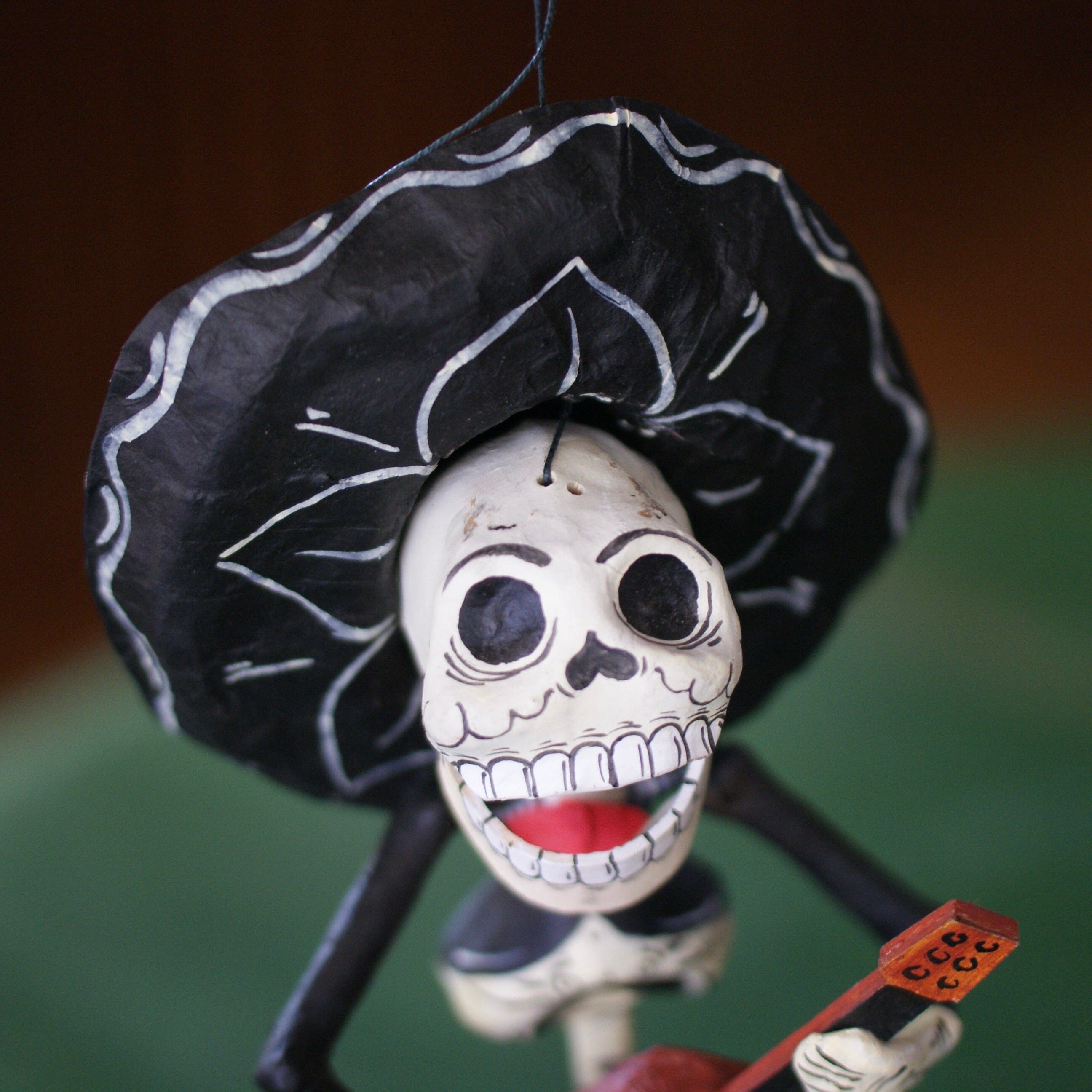Hanging Paper Mache Mariachi Skeletons  Zinnia Folk Arts   