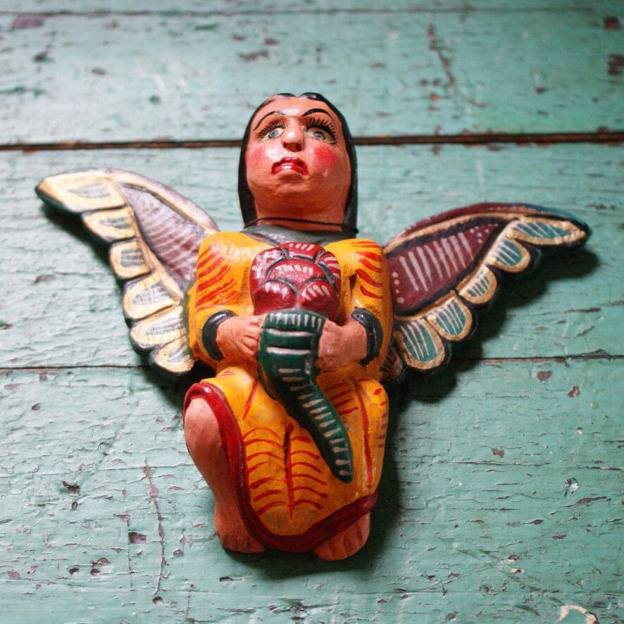 Hanging Wooden Wall Angel  Zinnia Folk Arts   