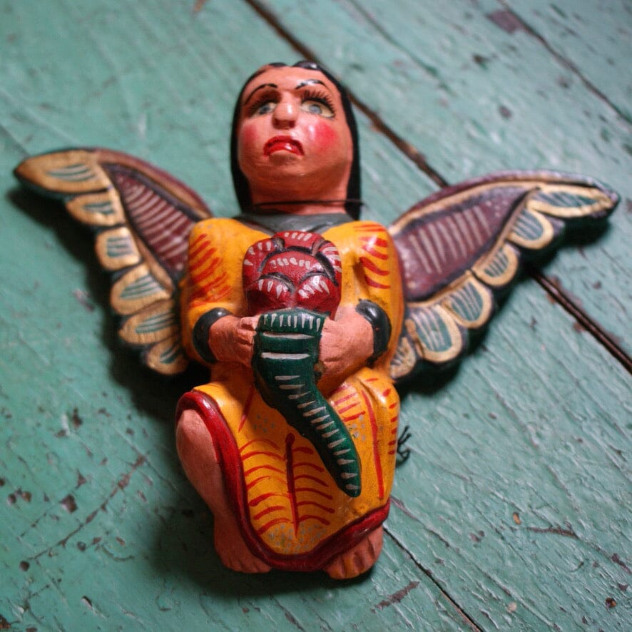 Hanging Wooden Wall Angel  Zinnia Folk Arts   