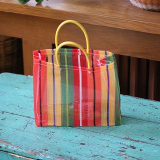 Joyful Plastic Market Bags Apparel Zinnia Folk Arts Multi Stripe  