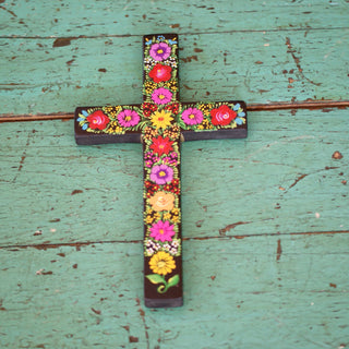 Lacquered & Painted Chiapas Wood Crosses, Three Sizes religious Zinnia Folk Arts   