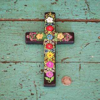 Lacquered & Painted Chiapas Wood Crosses, Three Sizes religious Zinnia Folk Arts   