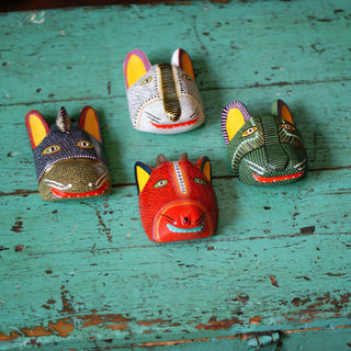 Large Carved and Painted Animal Masks, Xuana Whimsical Zinnia Folk Arts   