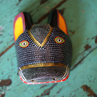 Large Carved and Painted Animal Masks, Xuana Whimsical Zinnia Folk Arts Black  