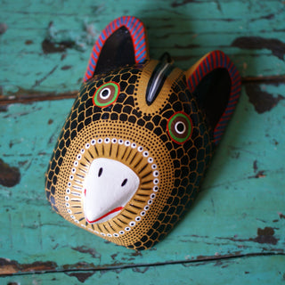 Large Carved and Painted Animal Masks, Xuana Whimsical Zinnia Folk Arts Leopard with a Beak  