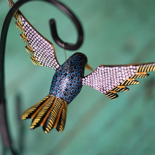 Large Carved and Painted Hummingbirds, Xuana Family, San Martin Tilcajete Whimsical Zinnia Folk Arts   