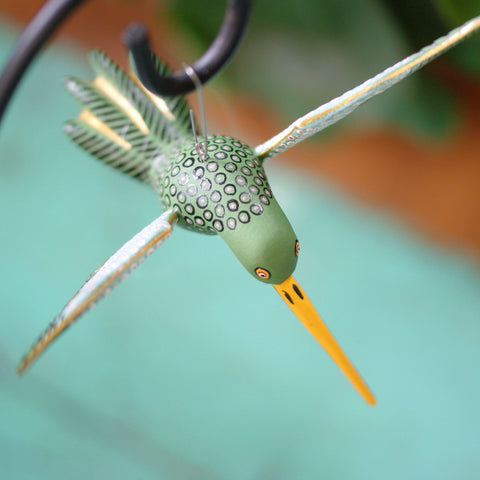 Large Carved and Painted Hummingbirds, Xuana Family, San Martin Tilcajete Whimsical Zinnia Folk Arts   