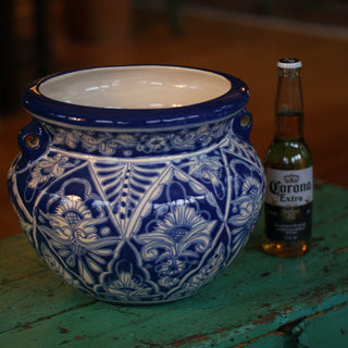Large Michoacana Flower Pots, Traditional Talavera Design Ceramics Zinnia Folk Arts   