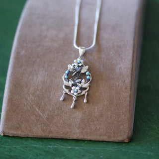 Large Oval Baroque Silver Necklace Jewelry Zinnia Folk Arts   