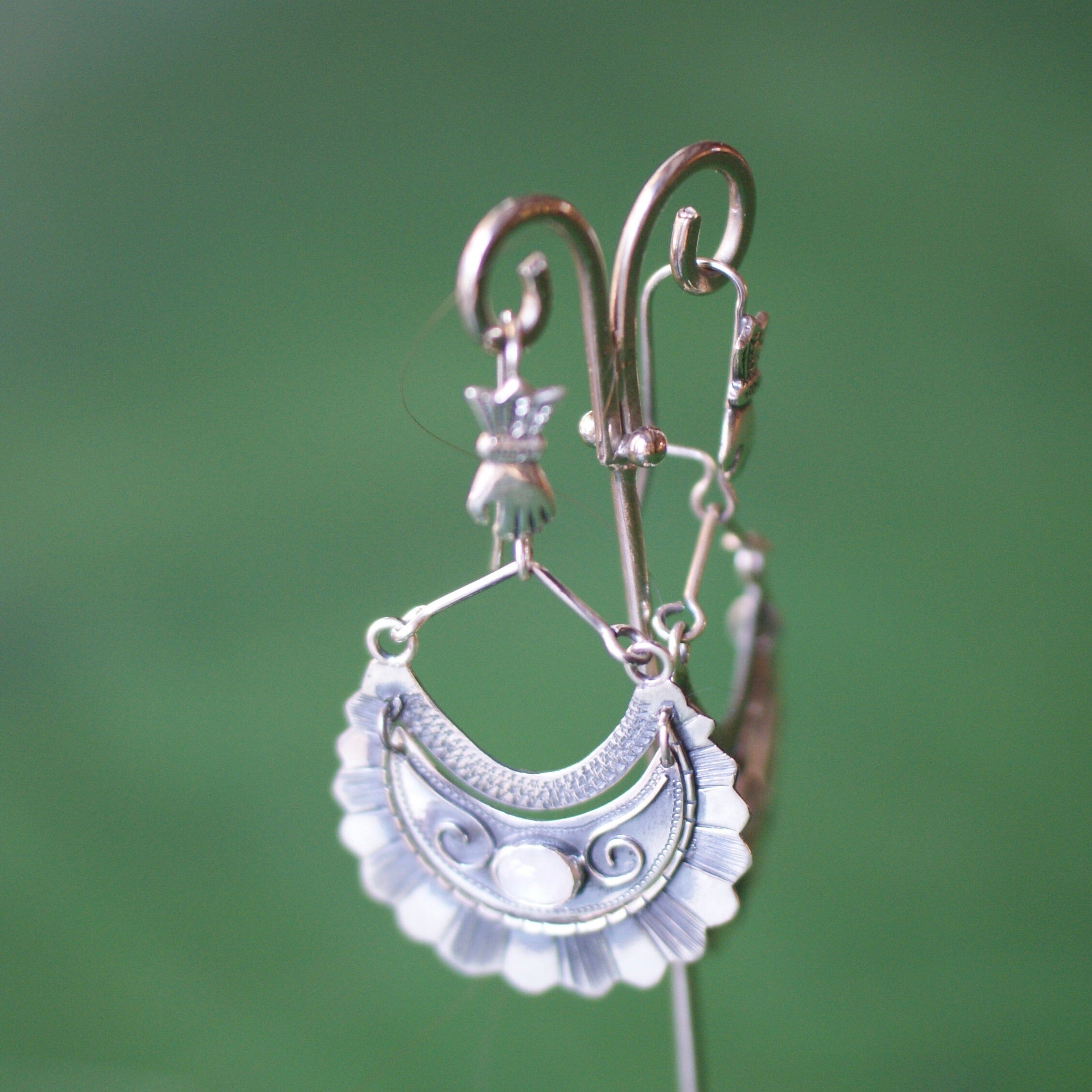 Large Tlaxcala Arracadas Sterling Silver Earrings Jewelry Zinnia Folk Arts   