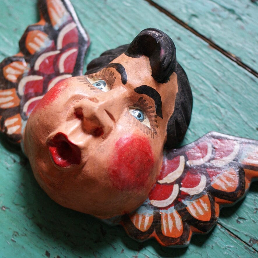 Large Winged Hanging Cherubs  Zinnia Folk Arts Red Wings  