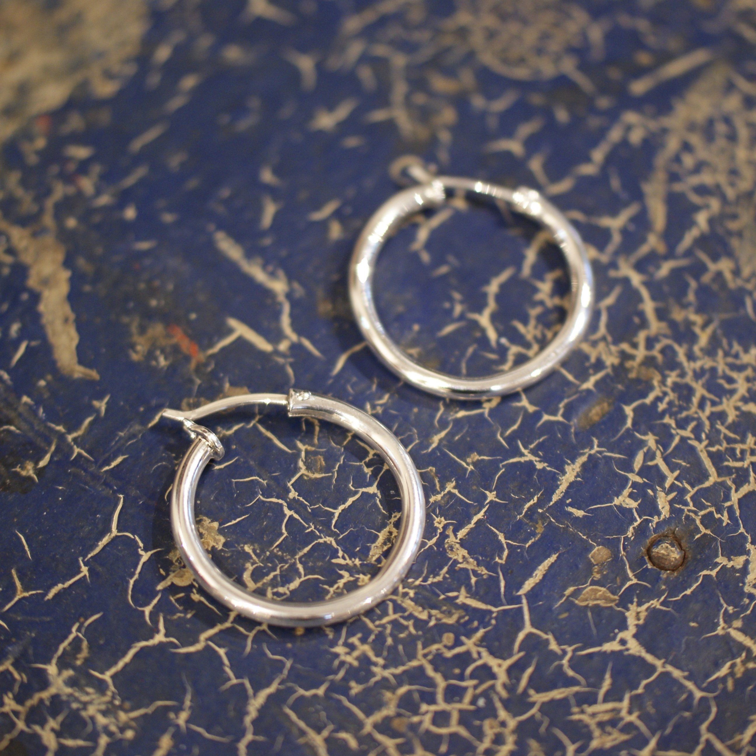 Leonor Smooth Silver Hoop, Sterling Silver Jewelry Zinnia Folk Arts   