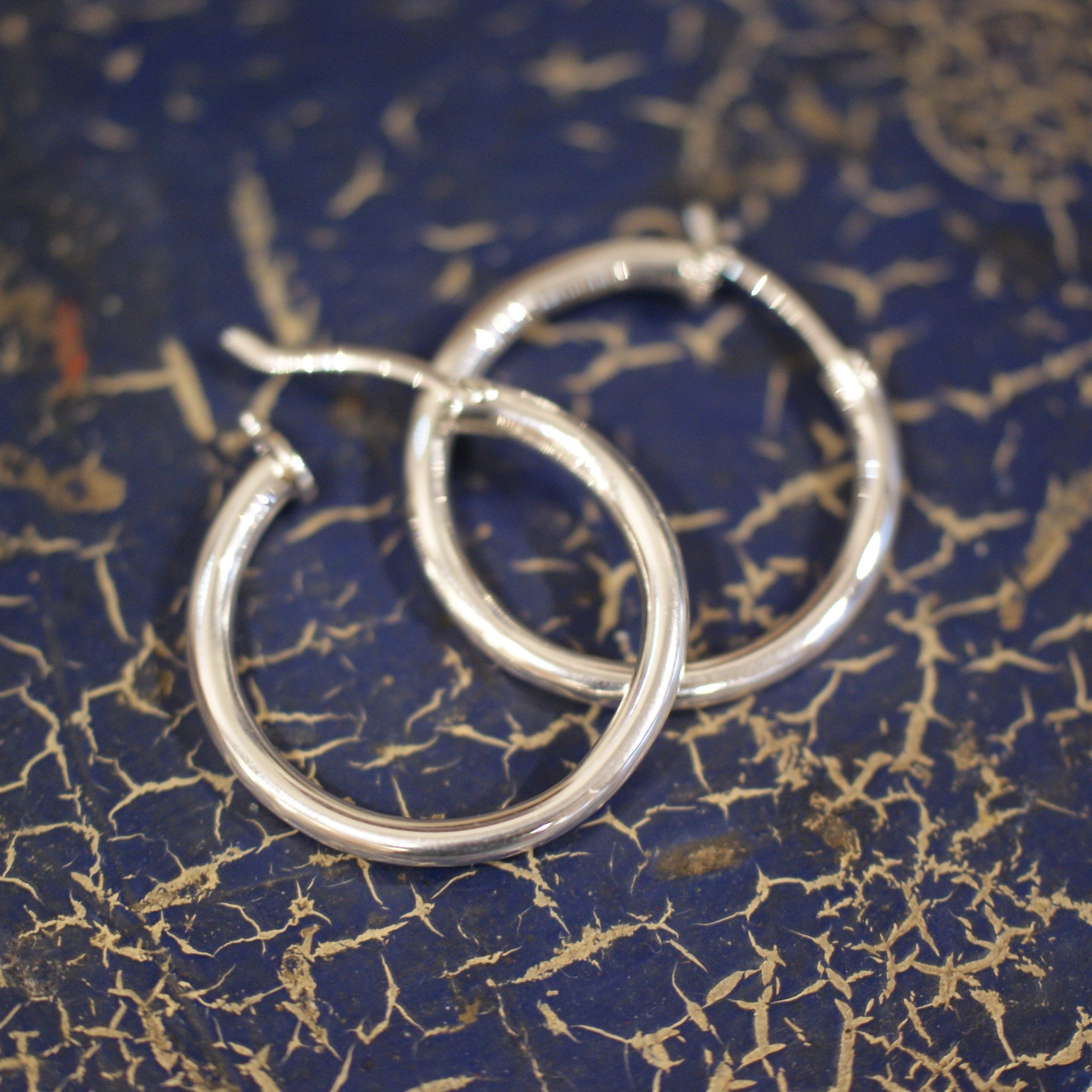 Leonor Smooth Silver Hoop, Sterling Silver Jewelry Zinnia Folk Arts   