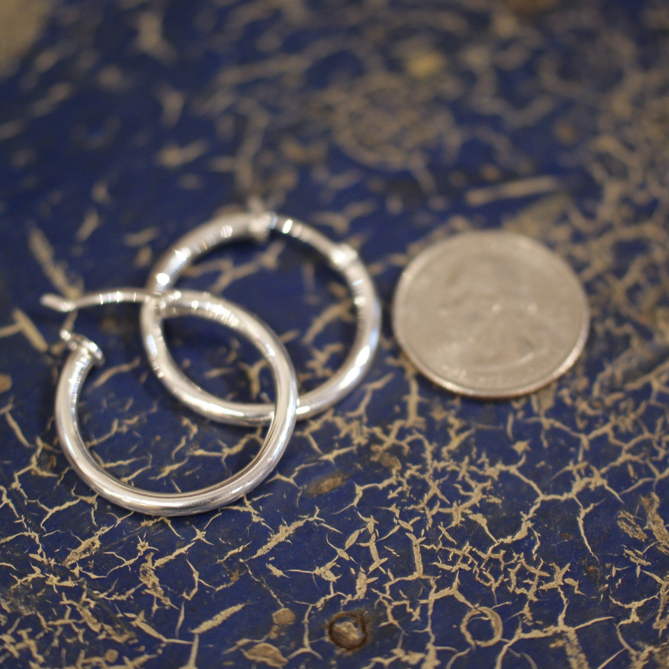 Leonor Smooth Silver Hoop, Sterling Silver Jewelry Zinnia Folk Arts   