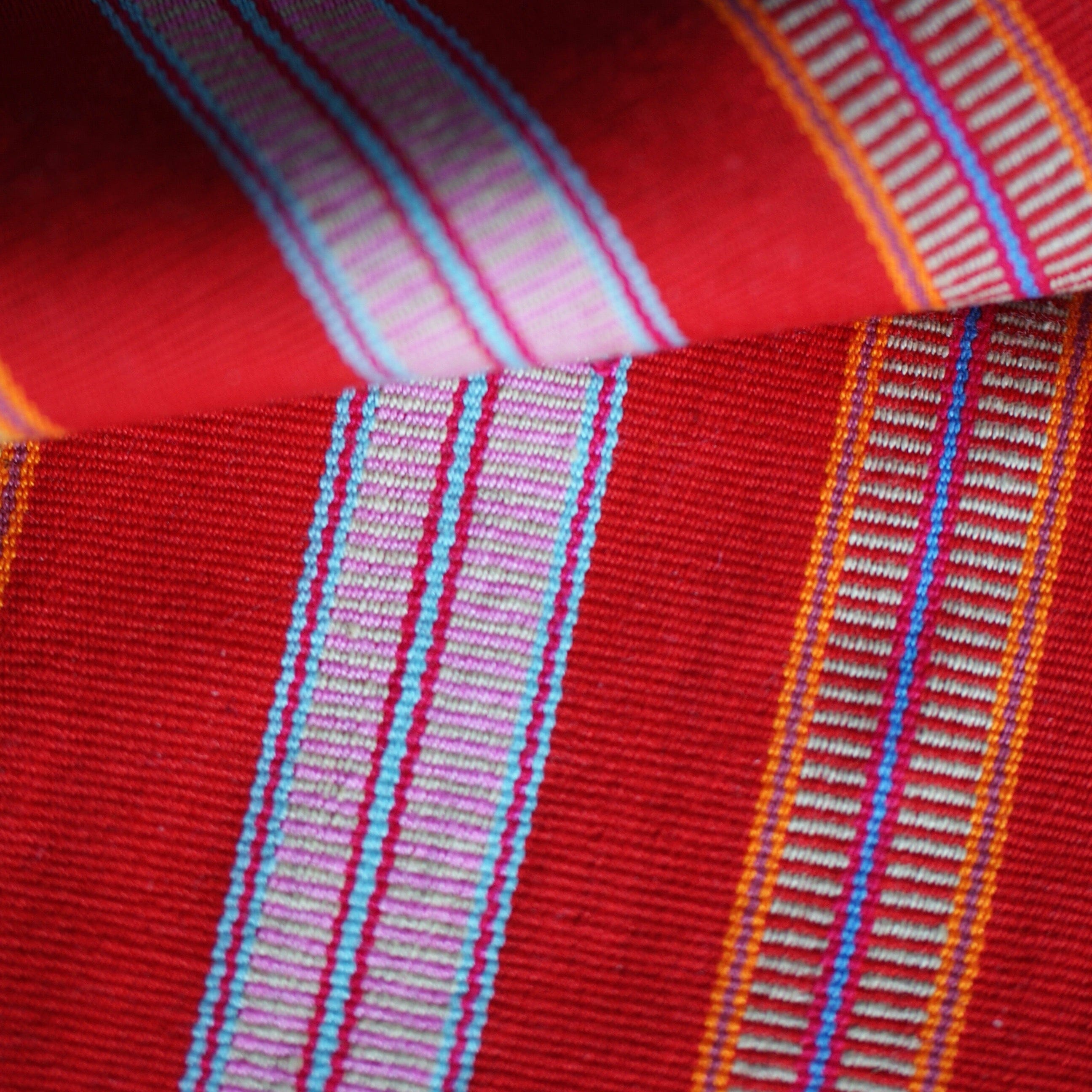 Long Red Pantelho Striped Table Runner, 8' Long Textile Zinnia Folk Arts   