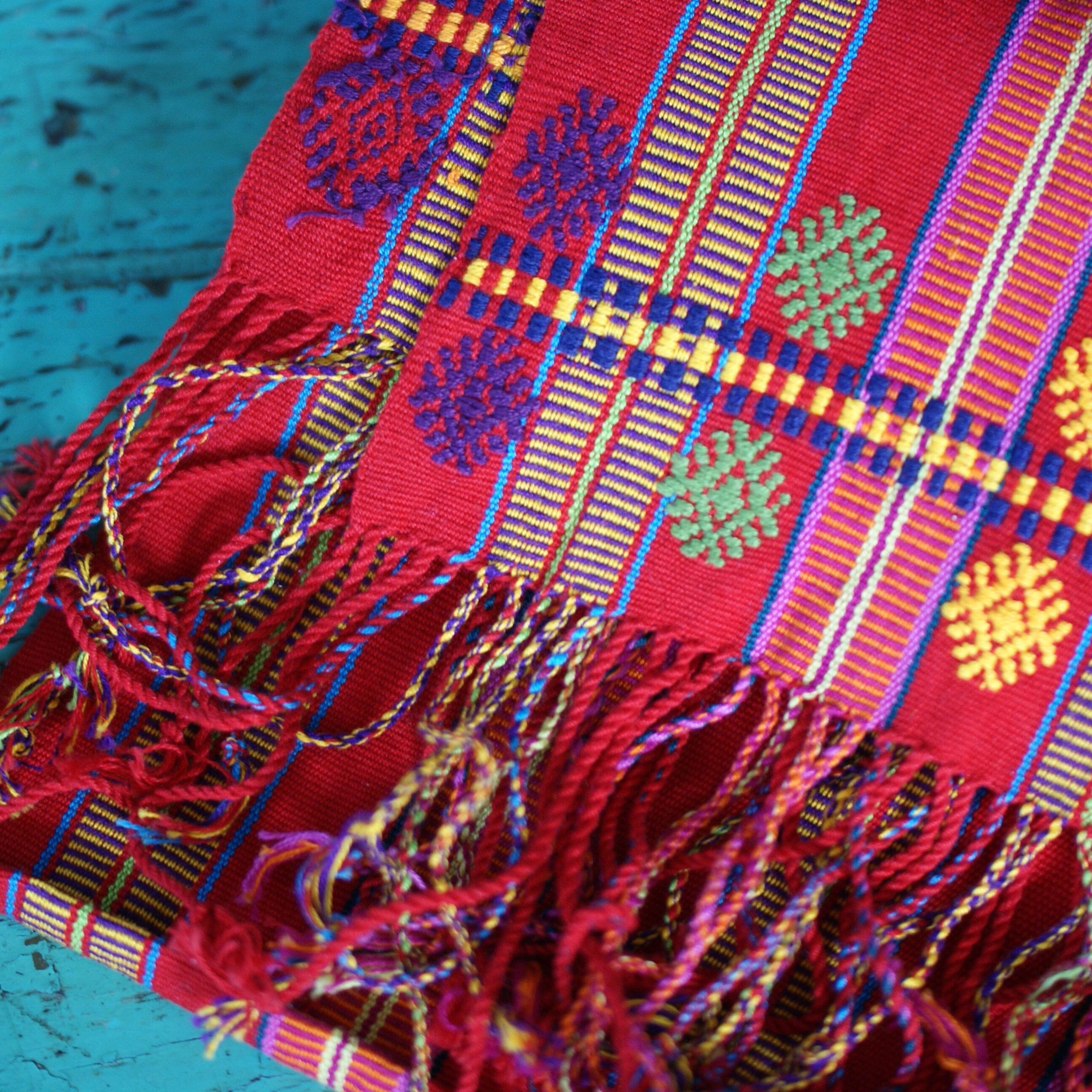 Long Red Pantelho Striped Table Runner, 8' Long Textile Zinnia Folk Arts   