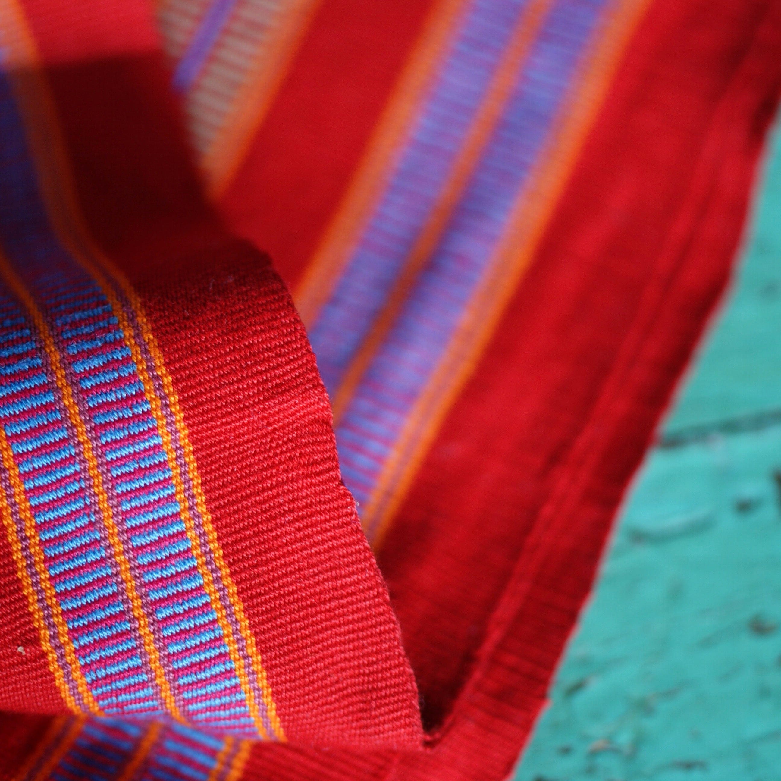 Long Red Pantelho Striped Table Runner, 8' Long Textile Zinnia Folk Arts   