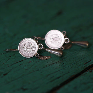 Mazahua Sterling Silver Earring with Small Coin Jewelry Victor's   