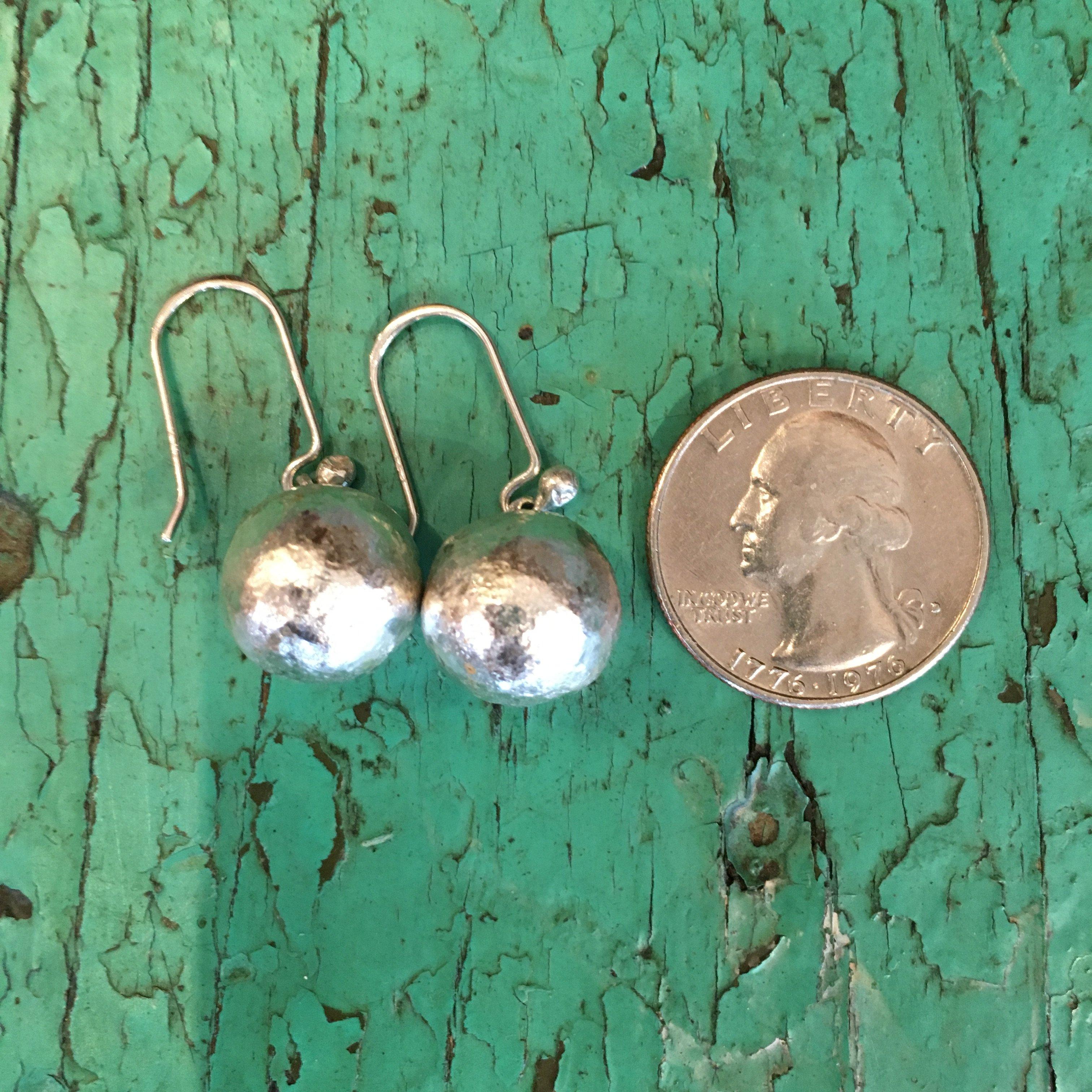 Med Size Sterling Hollow Ball Earrings Jewelry Zinnia Folk Arts   
