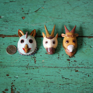 Medium Carved and Painted Animal Masks, Xuana Whimsical Zinnia Folk Arts   