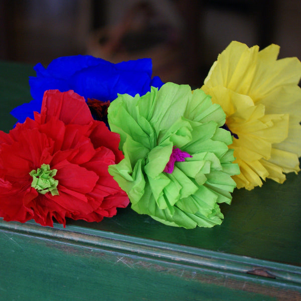 Pastel Multicolored Mexican Paper Flowers, Grande | Zinnia Folk Arts