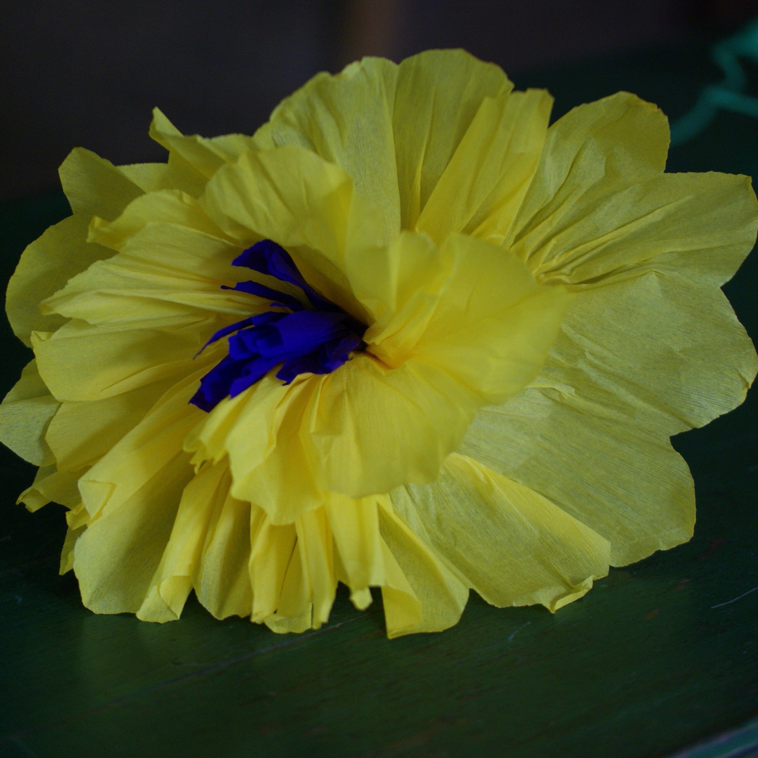 Medium Size Fiesta Paper Flowers Fiesta Zinnia Folk Arts Lemon Yellow  