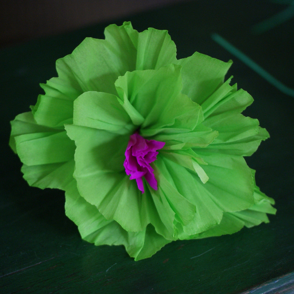 Medium Size Fiesta Paper Flowers Fiesta Zinnia Folk Arts Lime Green  