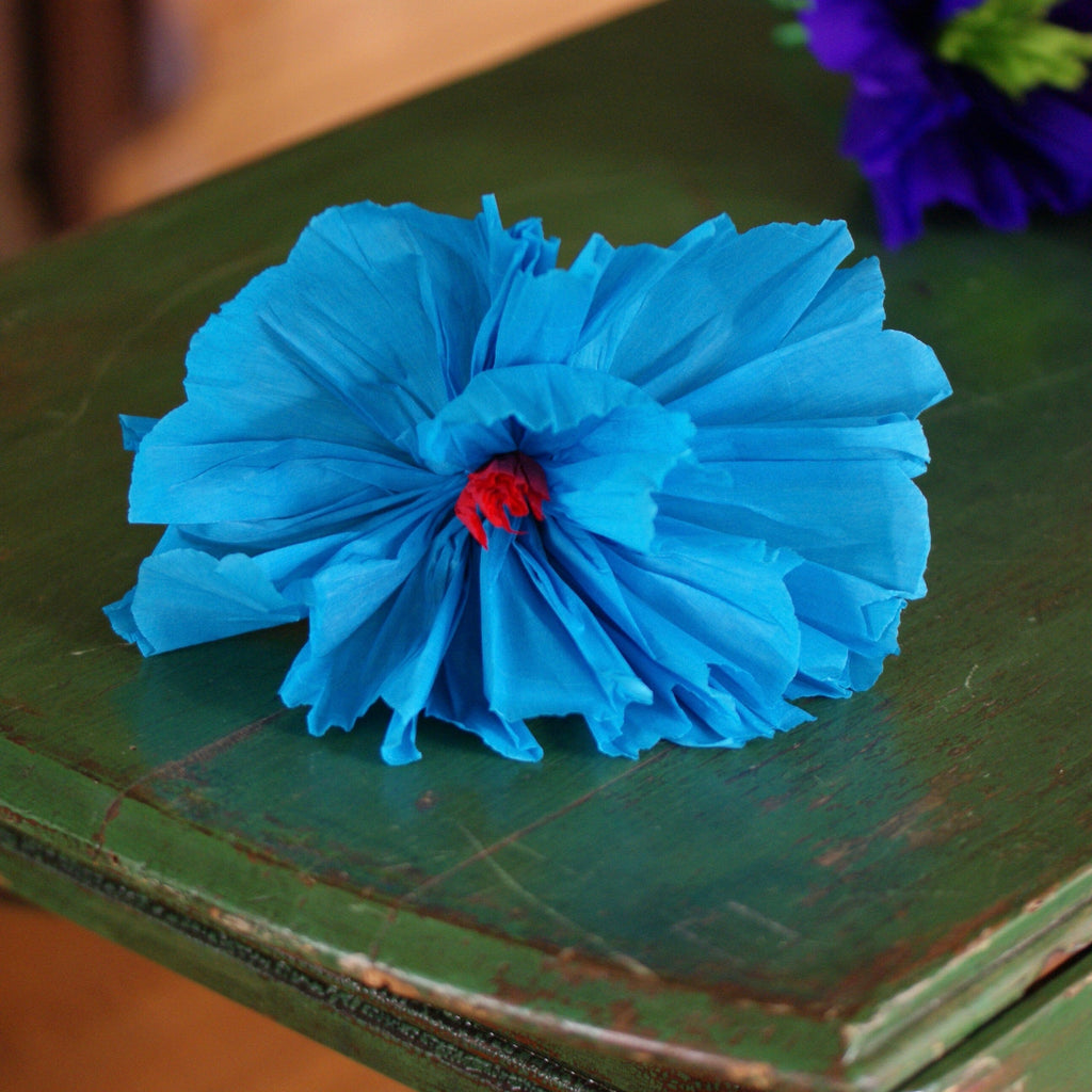 Medium Size Fiesta Paper Flowers Fiesta Zinnia Folk Arts Turquoise  
