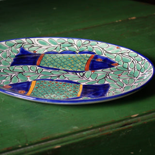 Medium Talavera Serving Platter, Ready to Ship Ceramics Zinnia Folk Arts Fish  