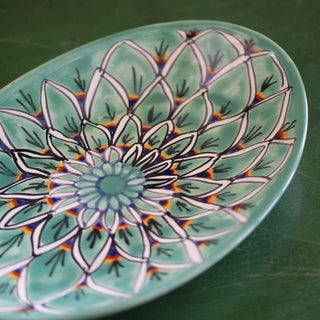 Medium Talavera Serving Platter, Ready to Ship Ceramics Zinnia Folk Arts Green Zinnia  