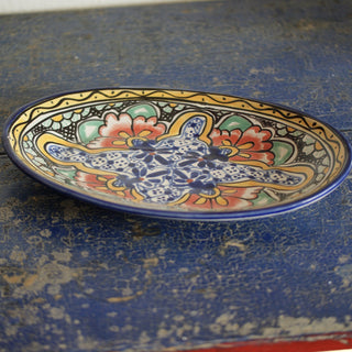 Medium Talavera Serving Platter, Ready to Ship Ceramics Zinnia Folk Arts Orange Hibiscus  